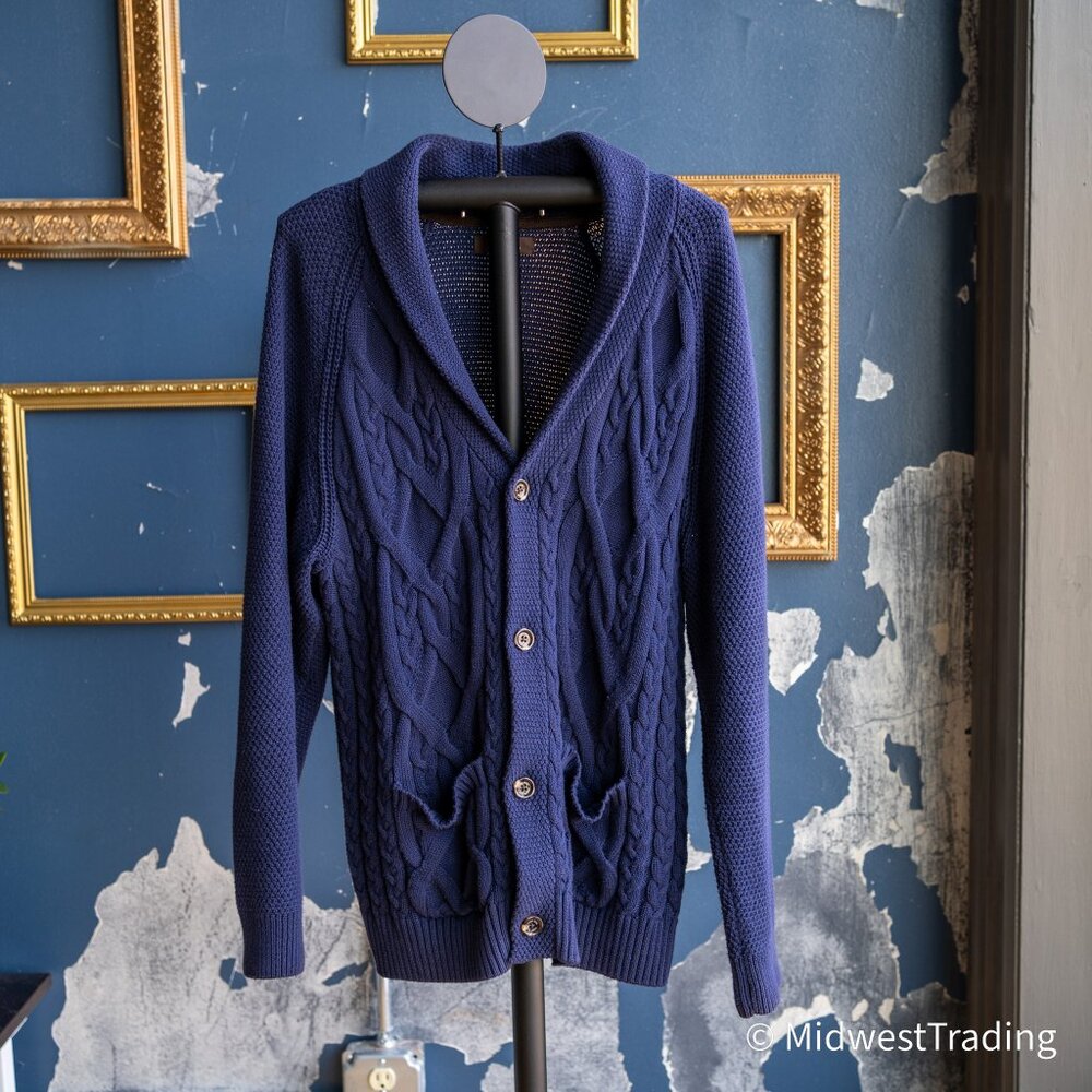Tasso Elba Navy Blue Knit Cardigan